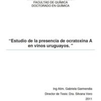 <p><strong>Estudio de la presencia de ocratoxina A en vinos uruguayos</strong></p>